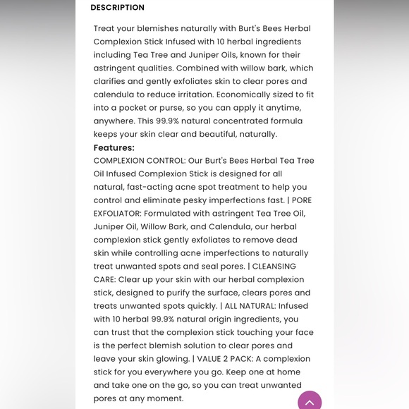 Burt’s Bee’s Outdoors Herbal Blemish Oil Sticks 7.5 ml - Picture 8 of 16